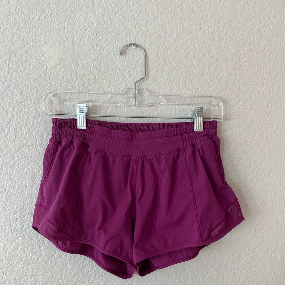 Lulu Lemon “Hotty Hot” short length 2.5 in Regal Plum color